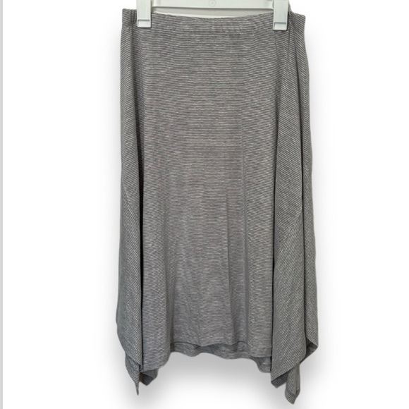 Eileen Fisher Womens Linen Skirt Size S Striped Asymmetrical Hem Beach Coastal - Picture 1 of 11